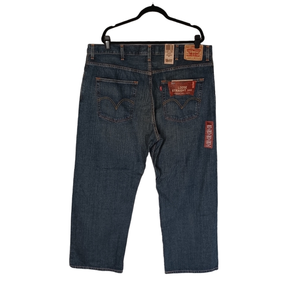 LEVI'S 569 Loose Straight Dark Medium Wash Blue Jeans 42x30 NWT - Picture 1 of 9